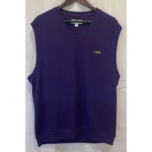 NCAA LSU Golf Sweater Vest Geaux Tigers Adult V-Neck Large Purple NICE Logo